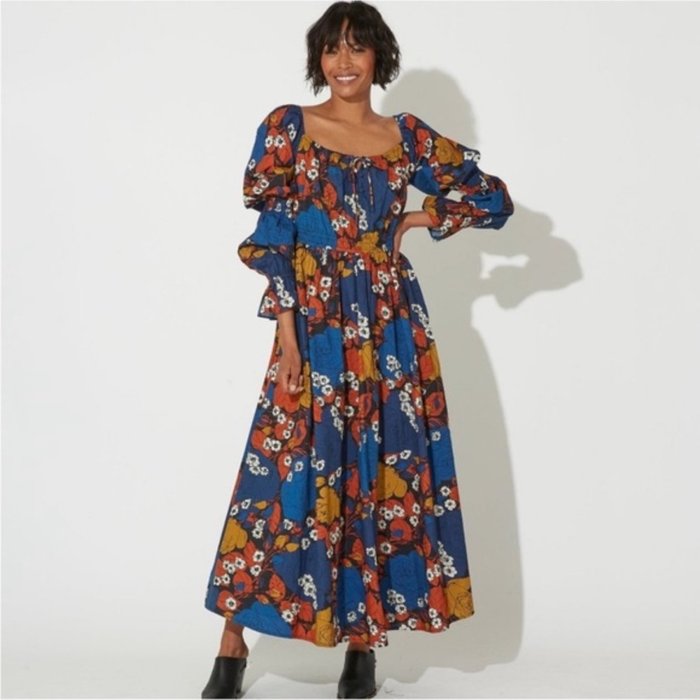 Cleobella Lisbeth Maxi Dress - Blue, Orange, and White